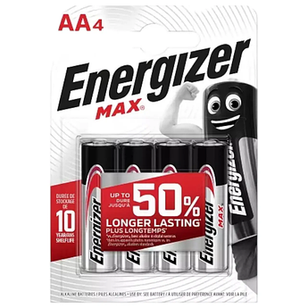 Батарейки лужні АА Energizer Max AA LR6 бл4 7638900437645