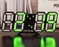 Електронні настільні LED годинник з будильником і термометром LY-1089 Black (зелена підсвітка) (6801) sp