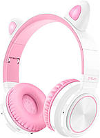 Безпровідні дитячі навушники з вушками Picun Lucky Cat С01 White-Pink sp