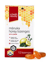 Леденцы  Manuka honey lozenges с медом и лимоном от боли в горле 12 шт