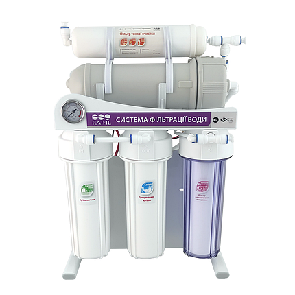 Фільтр зворотнього осмосу Raifil 400G - 3/8 10"Slim з манометром (RAIFIL-400G - 3/8 10"Slim w M), фото 1