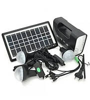 Портативная аккумуляторная станция для зарядки с фонарем, солнечной панелью (плюс 3 лампочки) GDLITE GD-1 sp