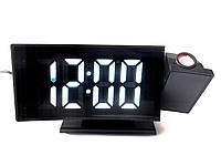 Настольные электронные LED часы с датой, температурой и проекцией времени Qaosiio DS-3621LP Черные с белым sp