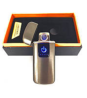 Зажигалка Электро-зажигалка USB сенсорная спираль LIGHTER 1010 аккумуляторная Серая глянцевая sp