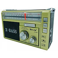 Радиоприемник аккумуляторный и от сети 220В радио, USB+SD, Bluetooth, фонарик GOLON RX-381BT Зеленый sp