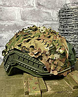 Кавер тактический для военных на шлем комплект с липучками универсальный FAST 3D Пиксель