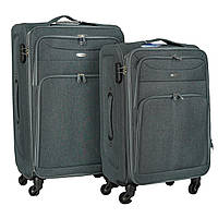 Дорожній набір валізи, середній + великий з тканини, сірий колір
