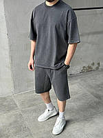 Чоловічий комплект футболка+шорти варений темно-сірий