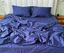 Євро КПБ з страйп-сатину кольору індиго, стандартний