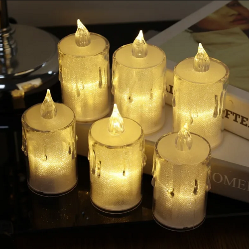 Набір LED свічок “Golden Flame” (6 шт, тепле світло, імітація воскових свічок) Чайна Свічка нічник світильник