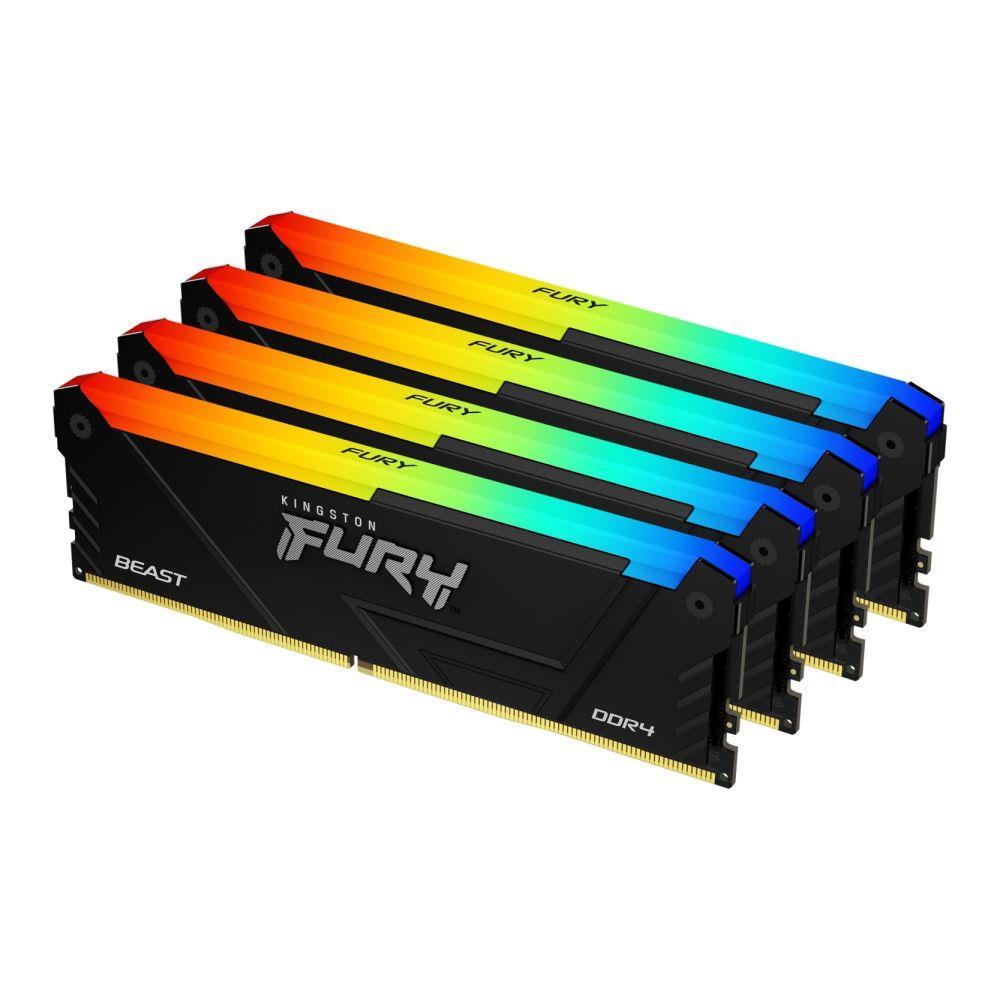 Пам'ять для настільних комп'ютерів Kingston Fury 128 GB (4x32GB) DDR4 3600 MHz Beast RGB Black (KF436C18BB2AK4/128), фото 1