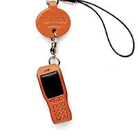 3D брелок на мобильный натуральная кожа Vanca Cellular Phone 20х10х37 мм Оранжево-черный (499 PI, код: 7890898