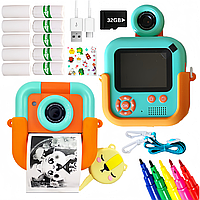 Моментальный фотоаппарат мгновенной печати для детей FoxFoto детская цифровая камера с играми и картой памяти