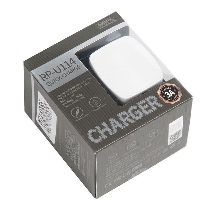 Мережевий зарядний пристрій Remax Quick Charge RP-U114 3.0 A 1*USB 220V