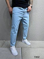 Джинсовые штаны мом светлые укороченные для парня Джинсы мужские синие свободные оверсайз