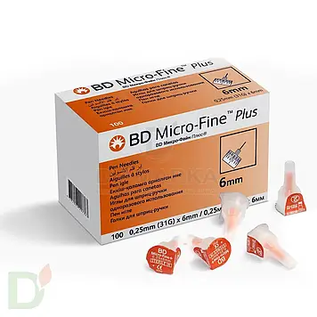 Голки BD Microfine 31G (0,25х6 мм) для інсулінових шприц-ручок . 2026 р