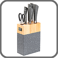 Ножи на подставке 5 штук с ножницами и мусатом для кухни Хорошие кухонные ножи для бытового использования