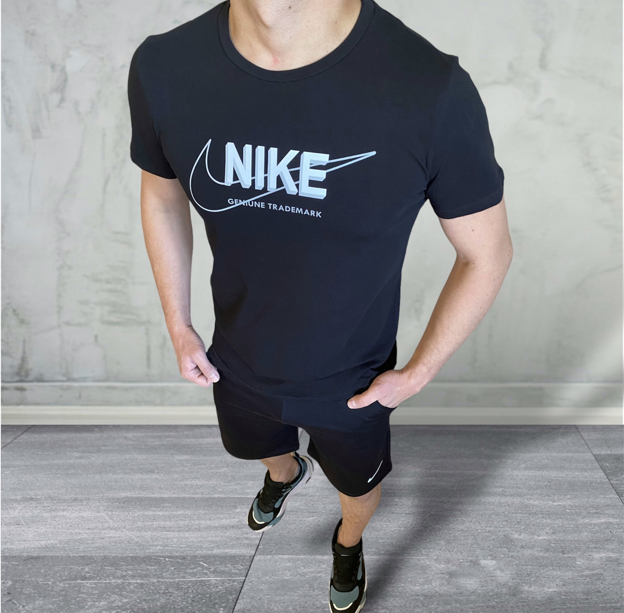 Літній спортивний чоловічий костюм Nike (шорти+футболка)