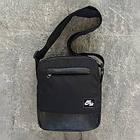 Модный мессенджер Nike Black мужская спортивная барсетка Найк черная тканевая сумка через плечо цвет черный
