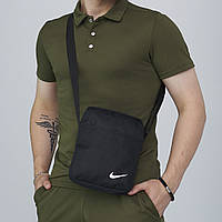 Спортивная барсетка Nike Black черная с белым лого мужская сумка через плечо мессенджер Найк цвет черный