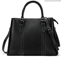 Класична жіноча сумка у шкірі флотар Vintage 14861 Чорна mr