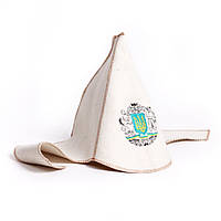 Банна шапка Luxyart "Буденівка", натуральна повсть, біла (LA-277) al