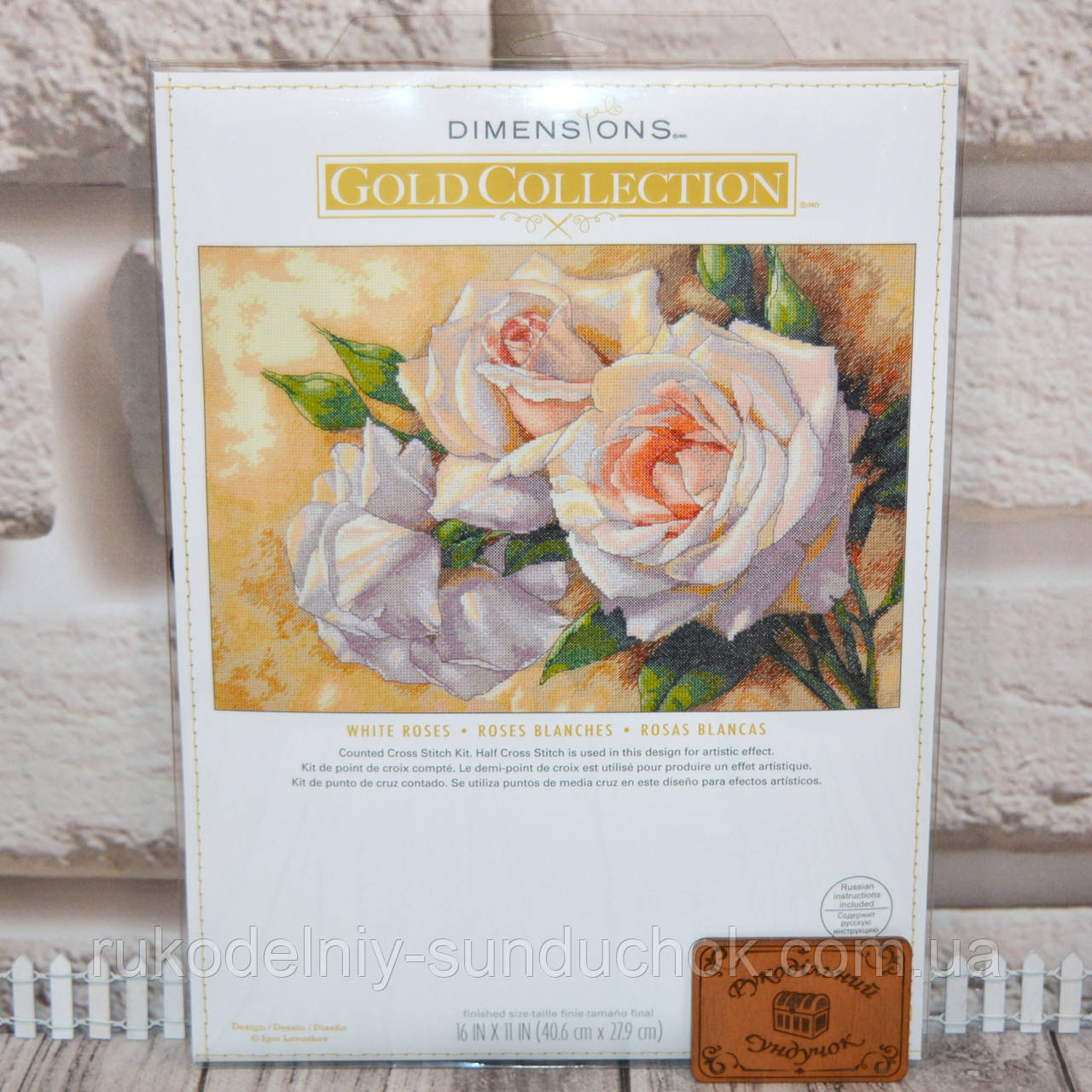 Набір для вишивання DIMENSIONS «White Roses • Білі Троянди» 35247