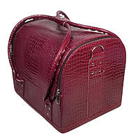 Бьюти - кейс, сумка для мастера , органайзер для косметики с раздвижными полочками крокодил бордо