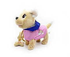 Собачка м'яка 62905A на повідку, співає, ходить, виляє хвостом, сумочка