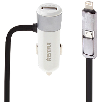 АЗП Remax USB + кабель Lightning/Micro-USB RCC102