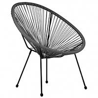 Металическое садовое кресло обшитое искусственным ротангом (серое 56см на 87 см)