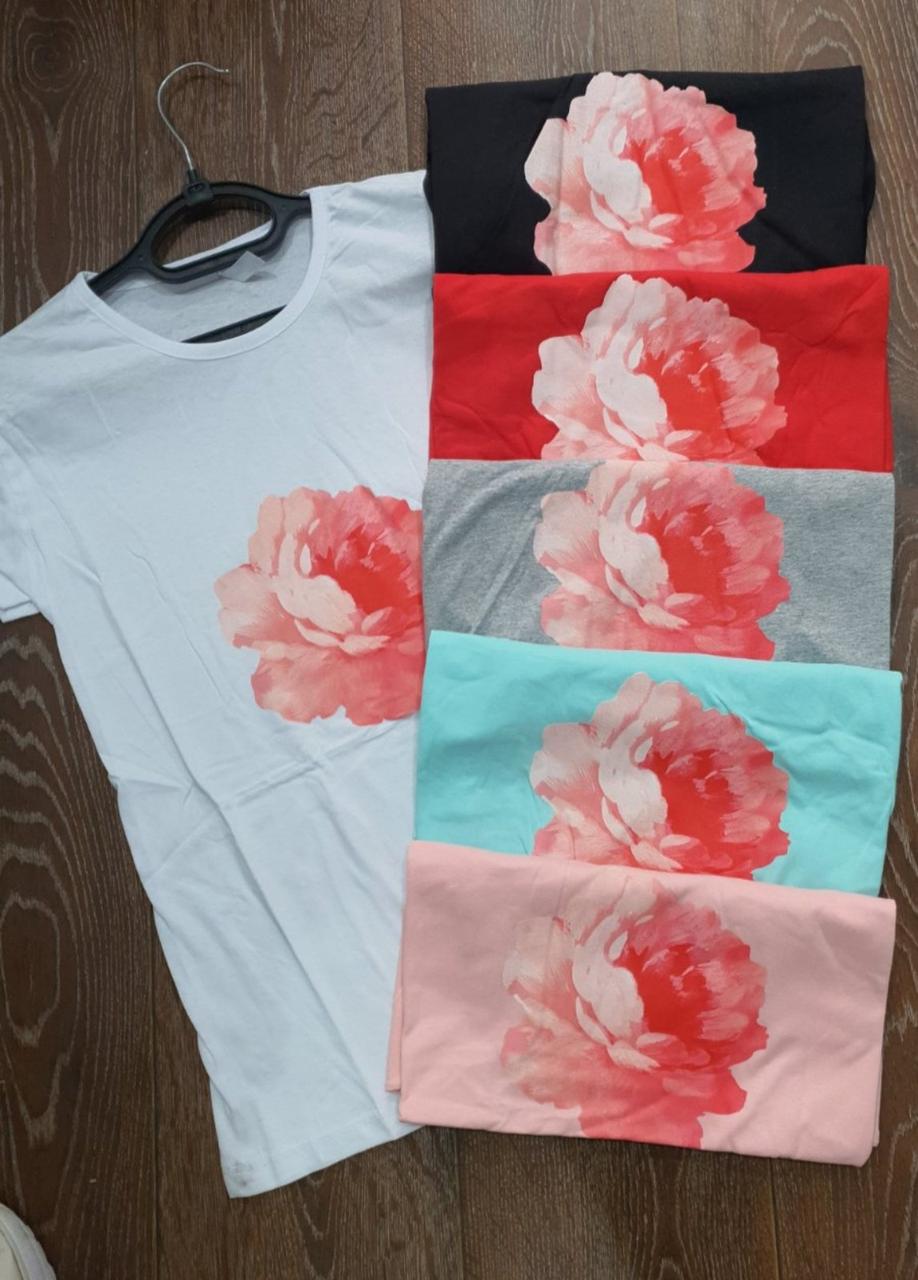 Футболка жіноча бавовняна "Квітка" Туреччина розмір S-L (від 3 шт.)