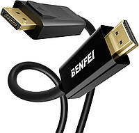 Кабель BENFEI 4K DisplayPort — HDMI длиной 1 m, однонаправленный кабель DP 1.2 от компьютера к экрану HDMI