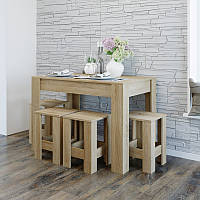 Кухонные обеденные комплекты Стол + 4 табурета, Комплект мебели для кухни с табуретками