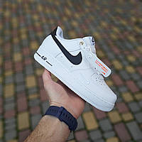 Жіночі шкіряні кросівки Nike AIR Force 1 AF-1 '82 Білі з чорним літні кросівки найк аір форс