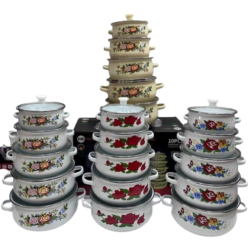 Набір емальованих каструль Higher Kitchen ZP-321, 10 шт Доставка по Украине