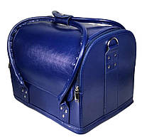 Бьюти - кейс, сумка для мастера , органайзер для косметики с раздвижными полочками синяя