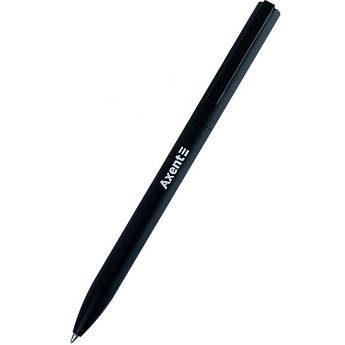 Ручка кулькова синя 0,7 мм, корпус метал чорний Axent Partner AB1099-01-02-A