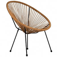 Металическое садовое кресло обшитое искусственным ротангом (бежевое 56см на 87 см)