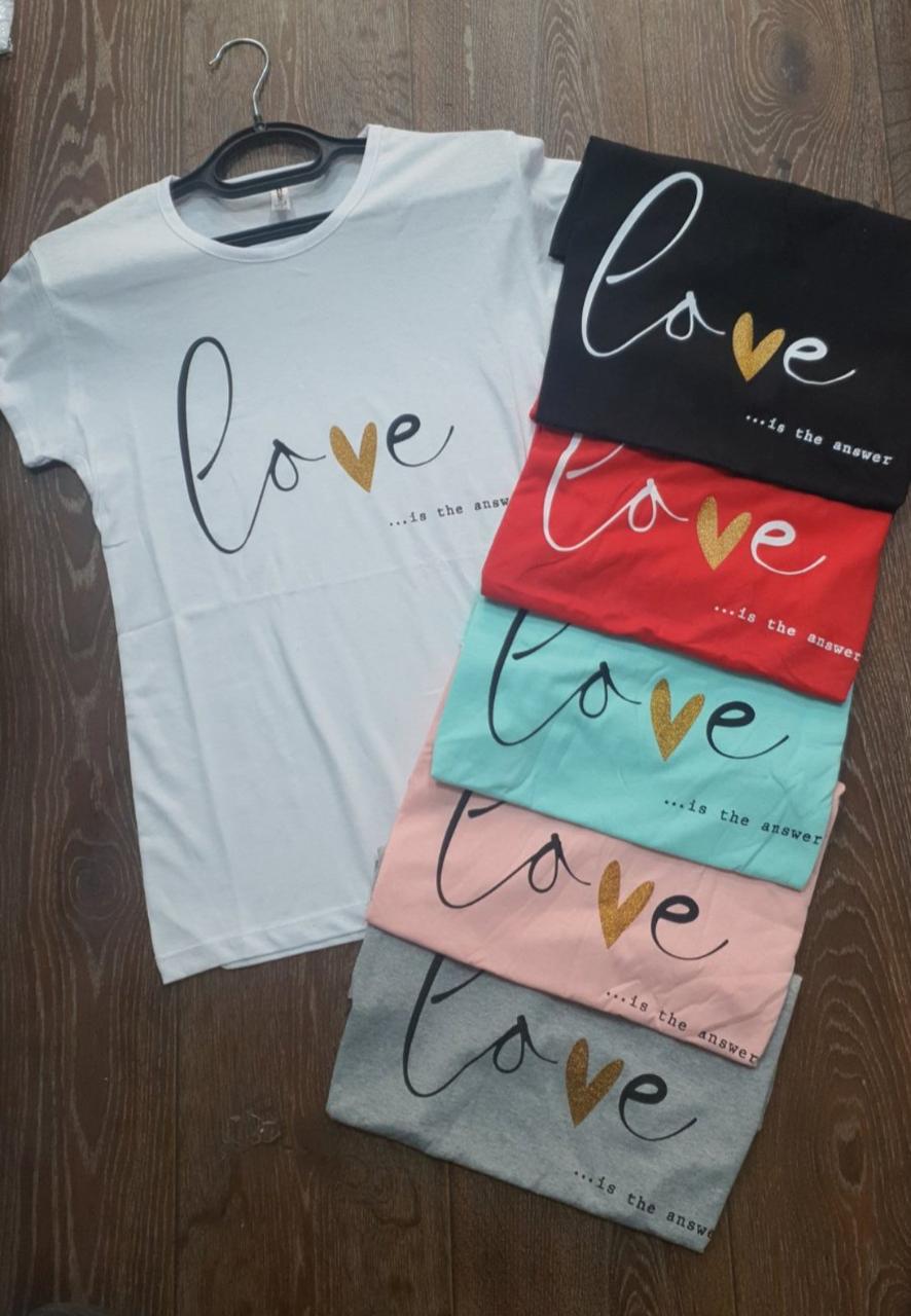 Футболка жіноча бавовняна "Love" Туреччина розмір S-L (від 3 шт.)