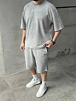 Чоловічий комплект футболка+шорти варений світло-сірий