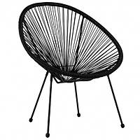 Металическое садовое кресло обшитое искусственным ротангом (черное 56см на 87 см)