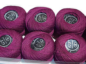 Бавовна Пряжа Ірис No8/10 грам пурпуровий Упаковка 10 штук Тон 408