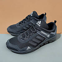 Мужские летние кроссовки (текстиль сетка, кожа) кроссы чёрные, мужская обувь лето. Размер: 40 41 42 43 44 45