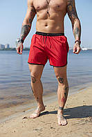 Пляжные шорты мужские красные на лето , Шорты для плавания с карманами