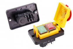 Кнопка пускова для бетономішалки DZ-6-2 88х56 мм (5 контактів) з рамкою та кришкою