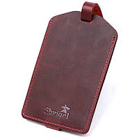 Матовая винтажная кожаная бирка на чемодан Shvigel 16558 Бордовый al