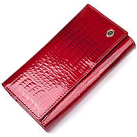 Яркий женский кошелек из лакированной кожи с визитницей ST Leather 19405 Красный mr