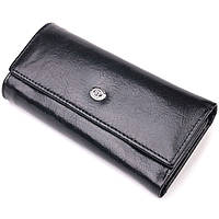 Надежный кошелек-ключница из натуральной гладкой кожи ST Leather 19415 Черный mr
