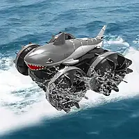 Машинка амфибия Shark Shape Amphibious Car на радиоуправлении, ездит по воде и суше, серая